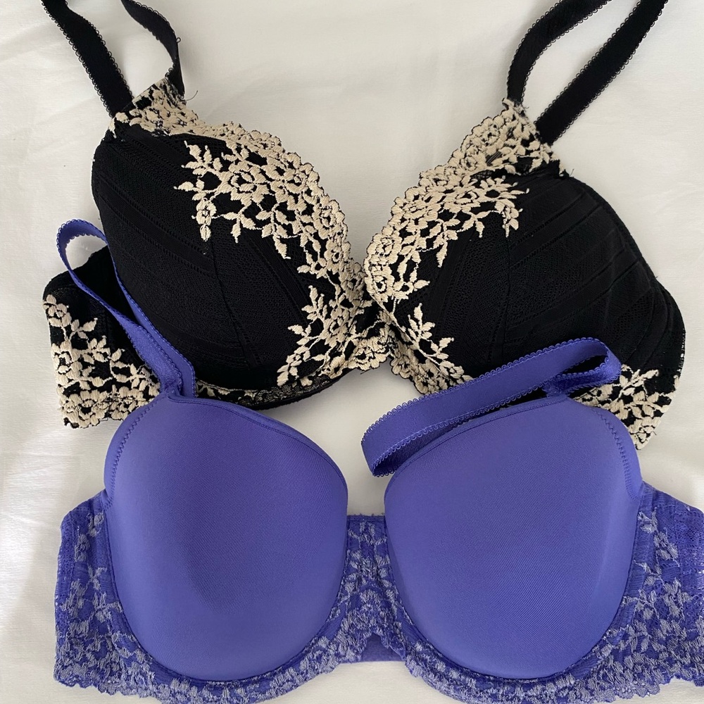 Wacoal Black and Purple Embellished Bras